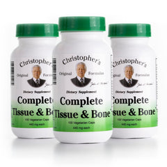 Christopher's Original Formulas Complete Tissue & Bone Formula bottle supports joints and connective tissue.