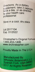Christopher's Original Formulas Echinacea & Goldenseal label signals vegetarian capsules for immune support.