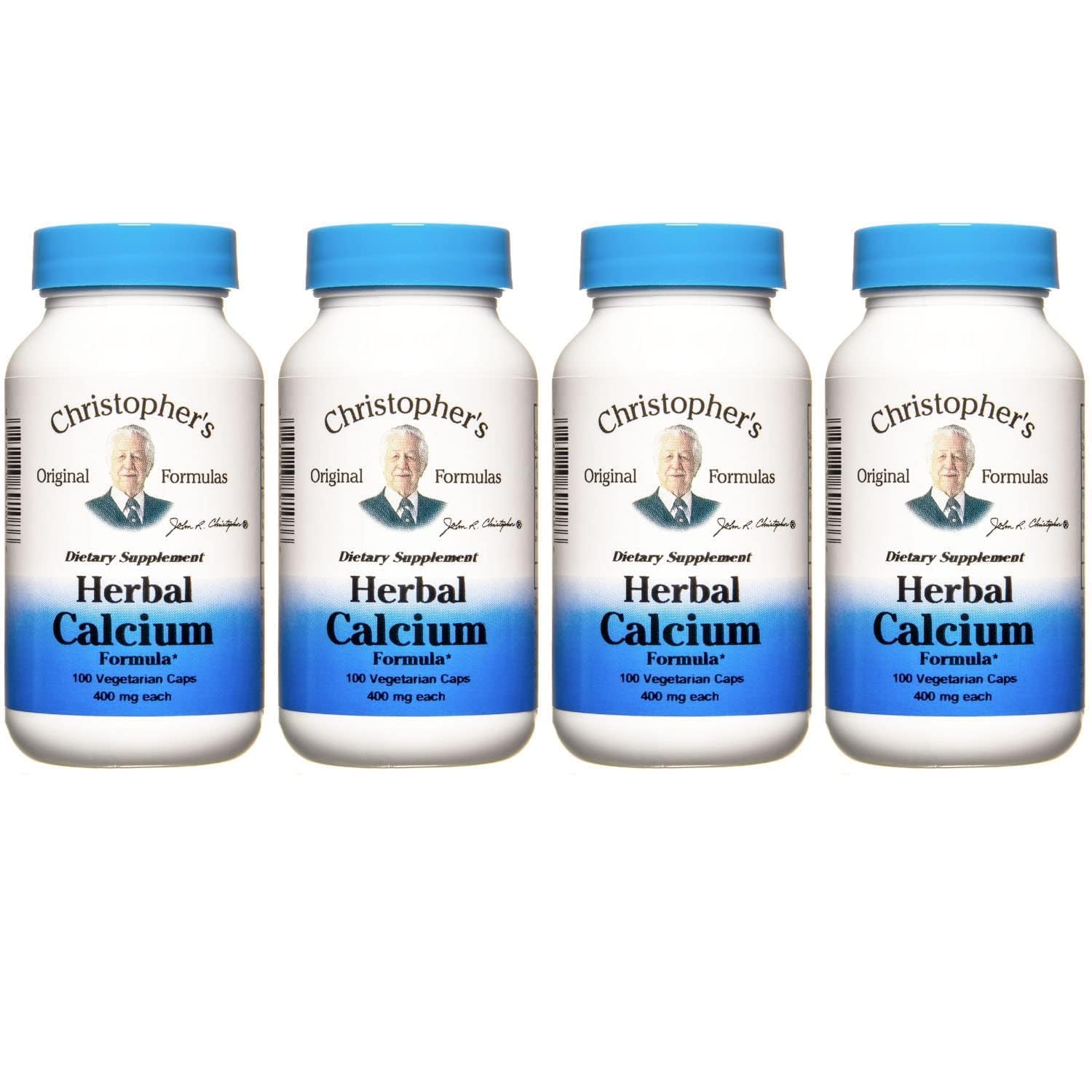 Christopher's Original Formulas Herbal Calcium bottle label highlighting natural bone support.
