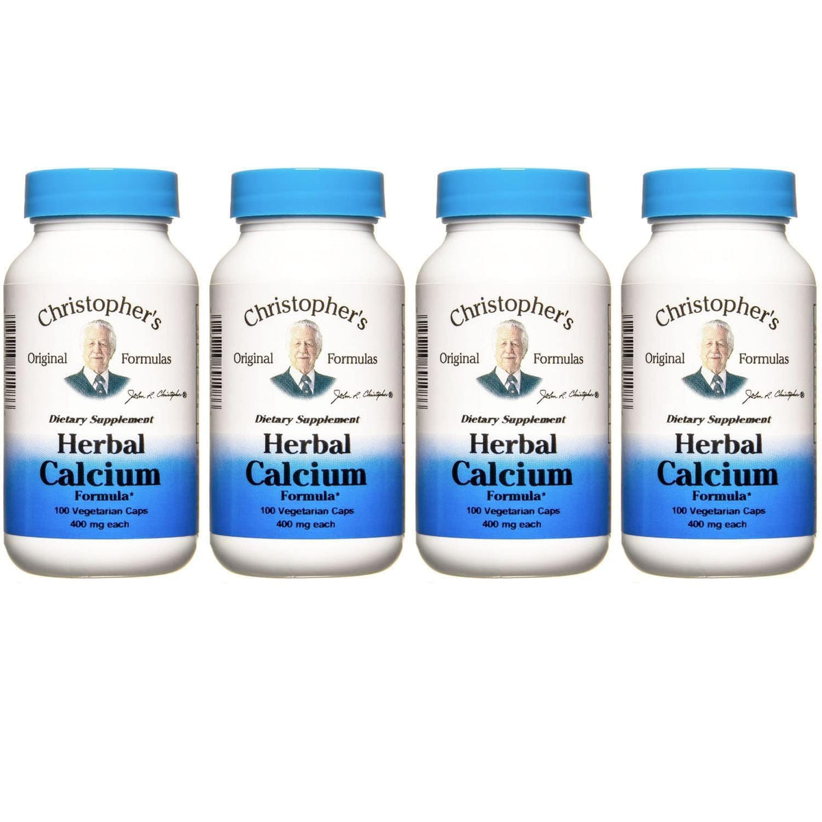 Christopher's Original Formulas Herbal Calcium bottle label highlighting natural bone support.