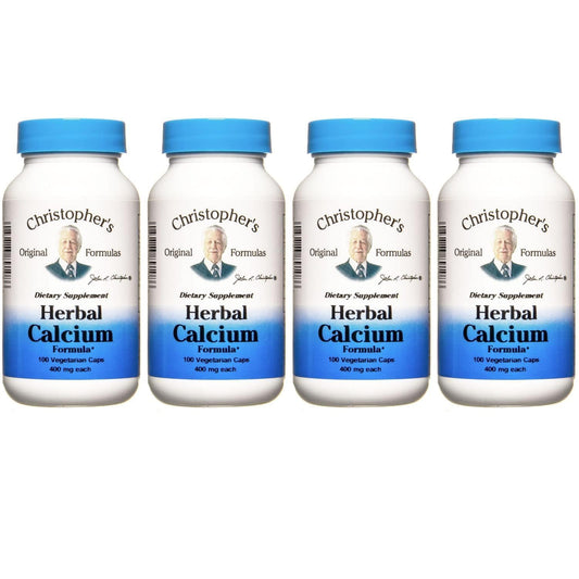 Christopher's Original Formulas Herbal Calcium bottle label highlighting natural bone support.