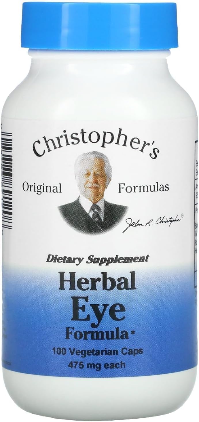 Christopher's Original Formulas Herbal Eye Formula bottle pour showing a natural eye health blend for daily support