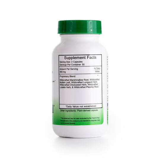 Close-up of Lung Cleanse capsules for daily respiratory wellness