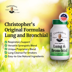 US-made Lung Cleanse bottle by Christopher's Original Formulas supports lung wellness