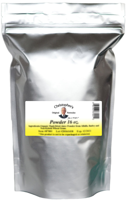 Christophers Original Formulas Red Clover Combination Powder 16 oz bottle showcases a premium blend for daily wellness support.