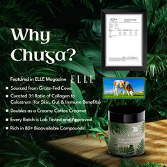 Chuga Shilajit collagen powder pour highlights skin and joint support