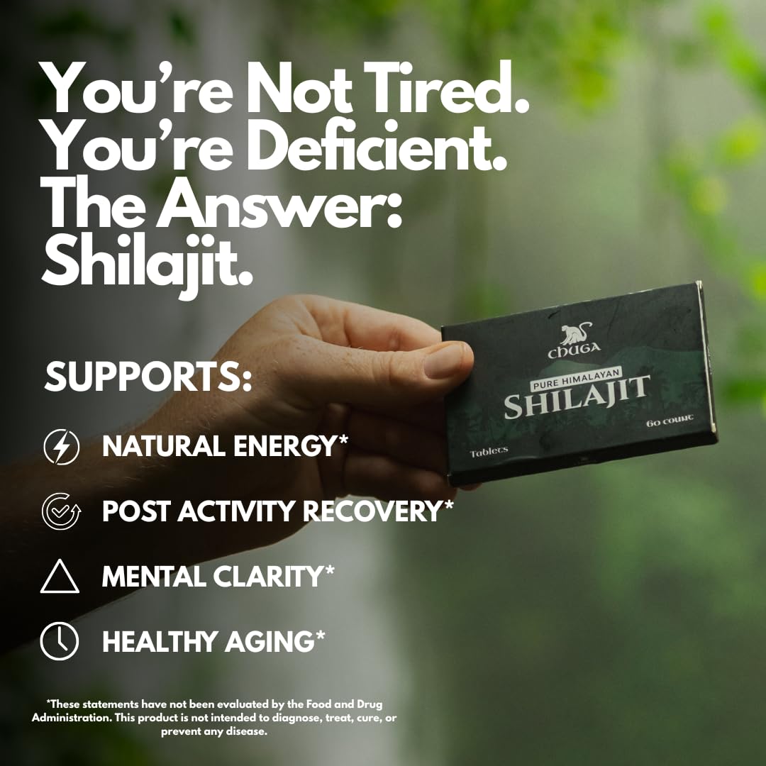 Chuga Shilajit fulvic acid content highlighted for bioavailability.