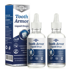 CHZHEN Tooth Armor Liquid Drops bottle on a bathroom counter for daily enamel protection