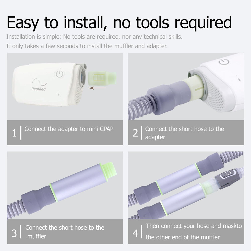 CHZHWFDC hose attachment setup demonstrating compatibility with various CPAP tubes.