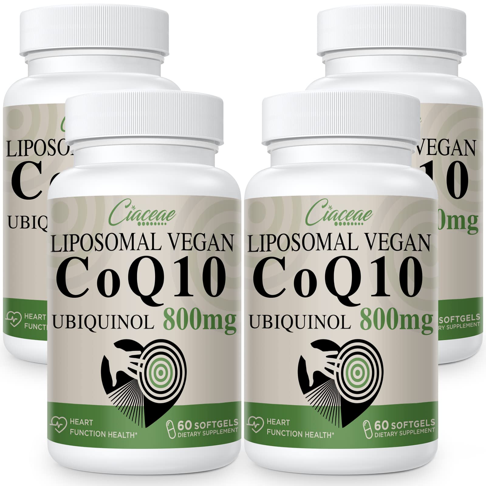 Ciaceae liposomal CoQ10 800mg softgel bottle front showing potency for daily support