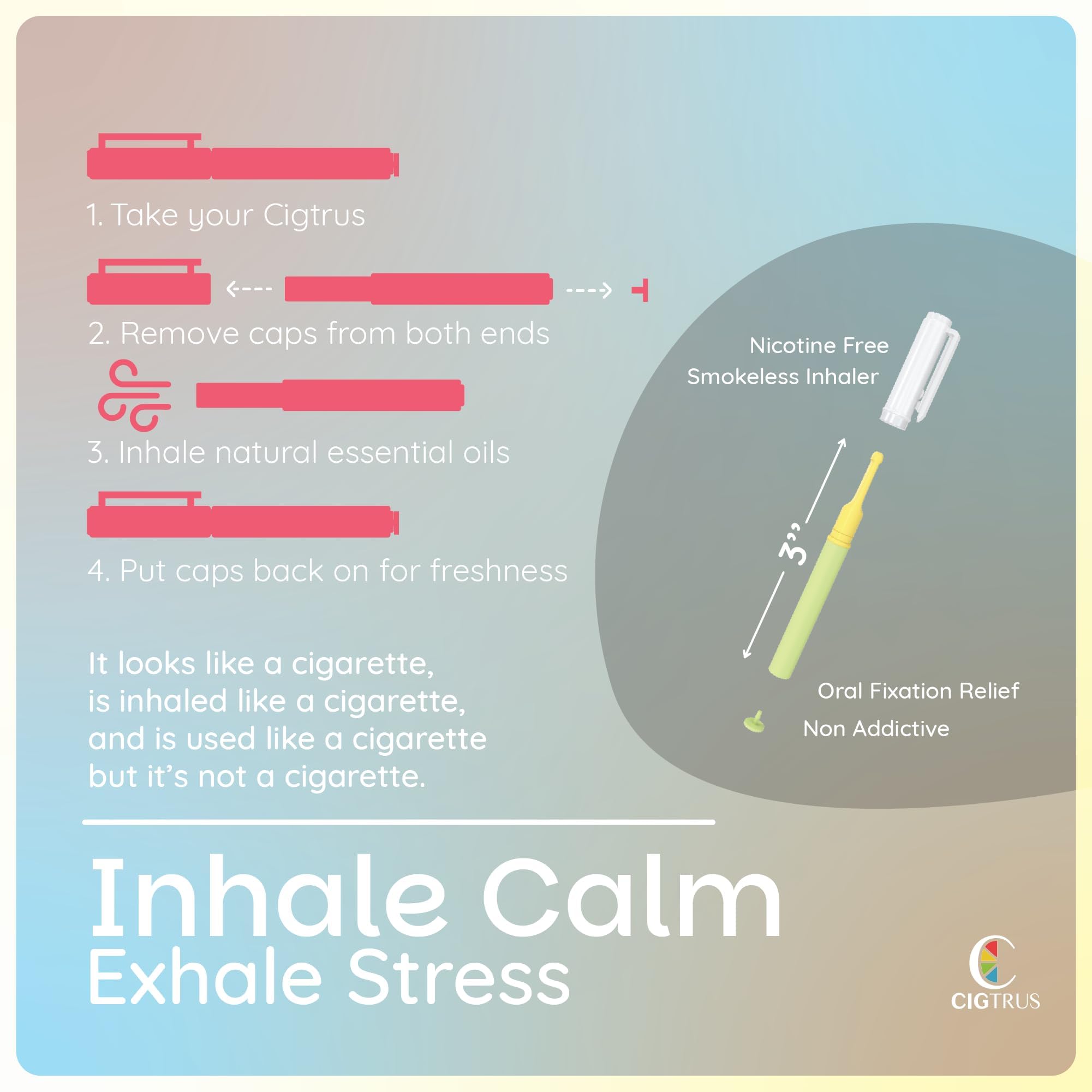 Cigtrus crisp flavor inhaler in use to manage cravings during a session.
