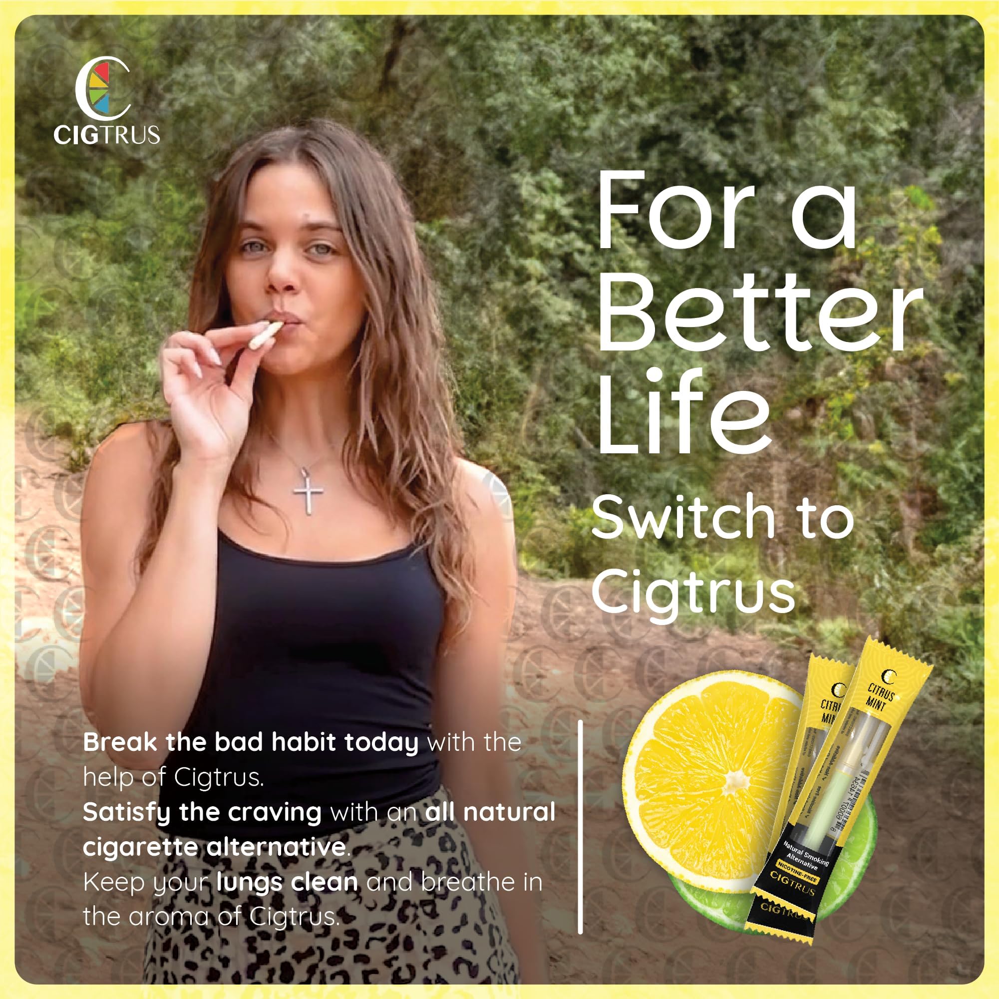 Close-up of Cigtrus inhaler showing natural non-electric design for nicotine-free relief.