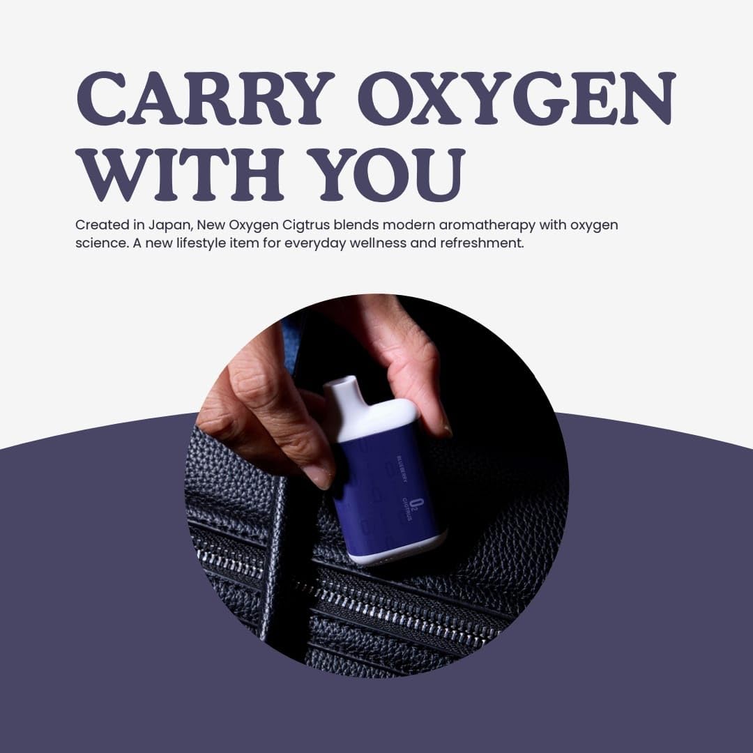 Cigtrus O2 Inhaler Blueberry travel scene for cabin or commute refreshment
