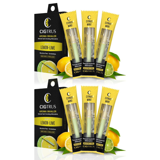Cigtrus Quit Smoking Inhaler with lemon-lime flavor, 6-piece set for on-the-go craving support.