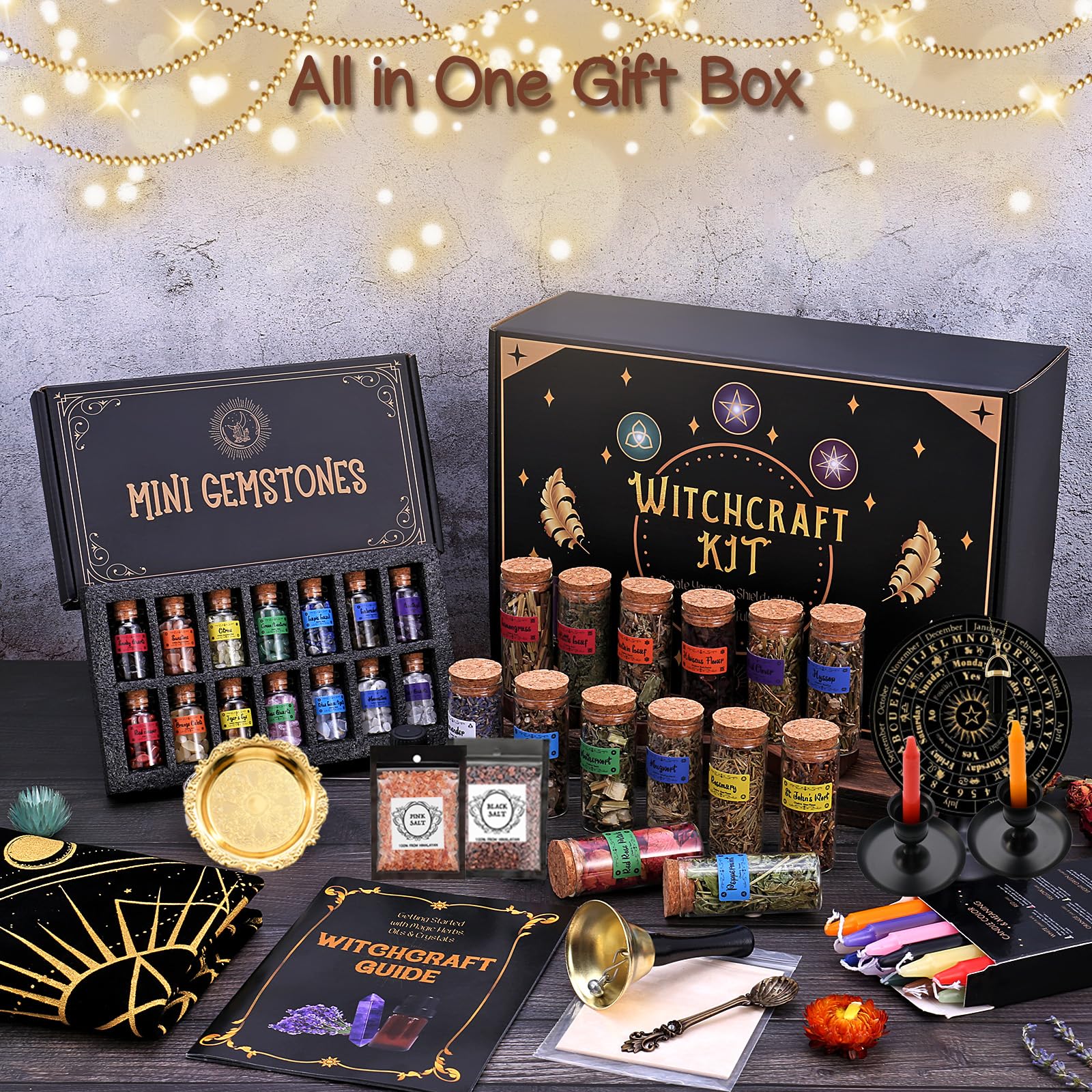 Cikuco Witchcraft Supplies Kit dried herbs jar assortment ready for spell crafting