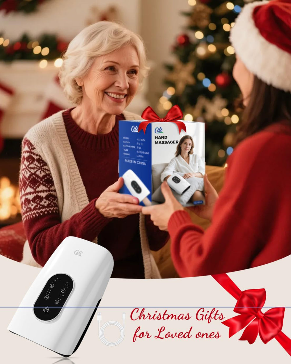 CILI packaging image presents ready-to-use massager for travel and home use.