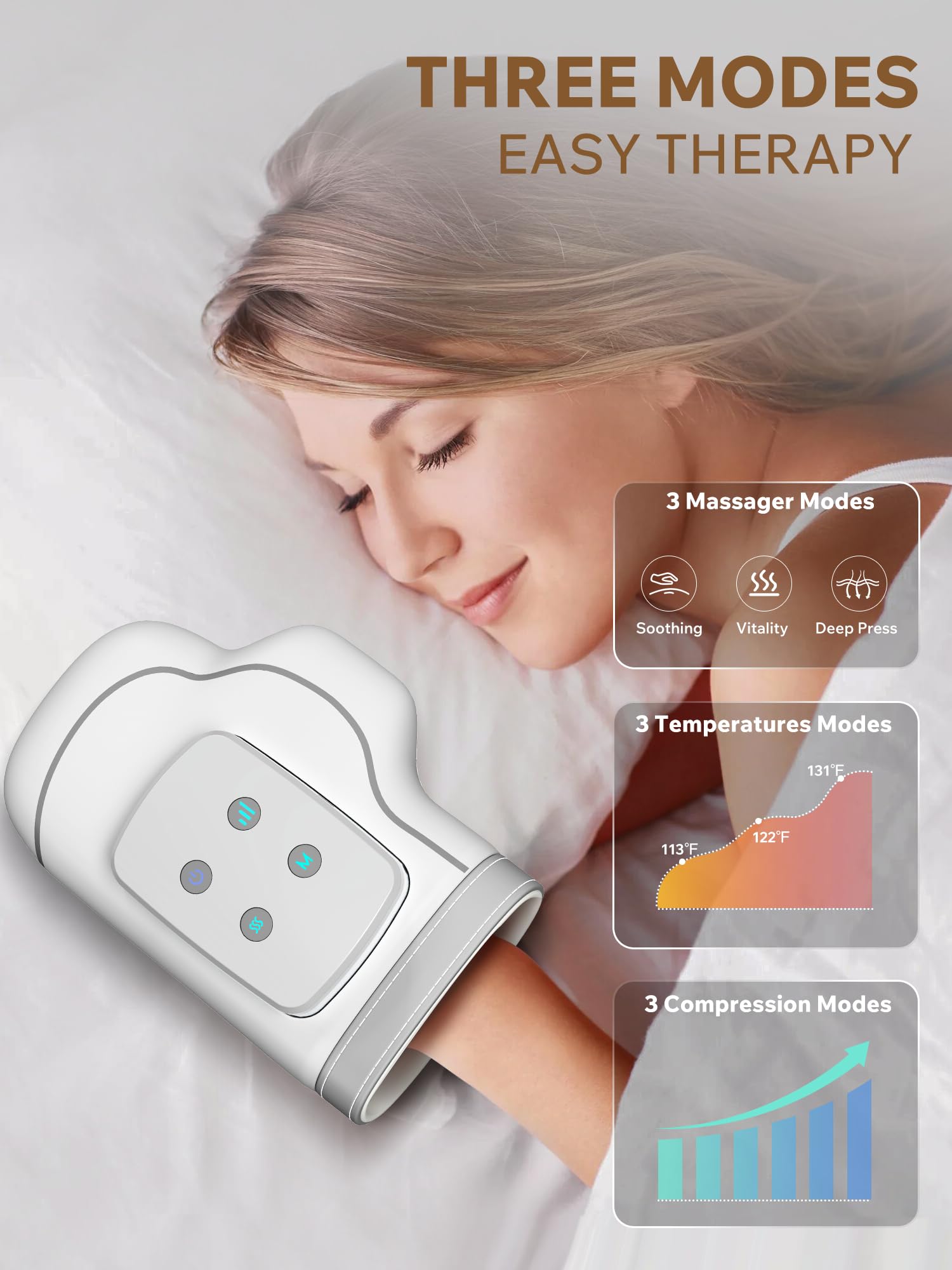 cilotus cordless hand massager three-modes highlights customizable therapy options.