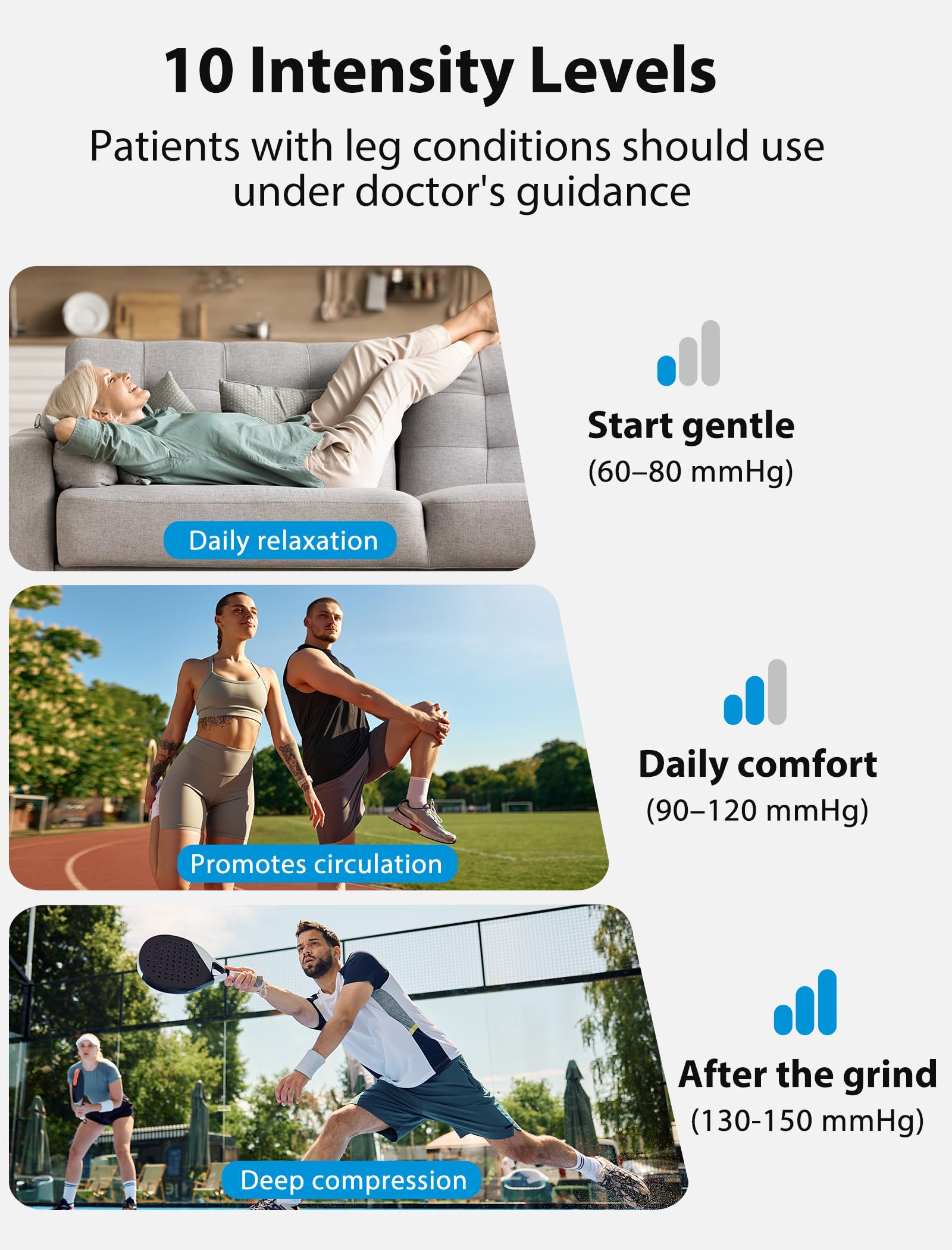 CINCOM 360-degree leg massage enveloping feet to thighs