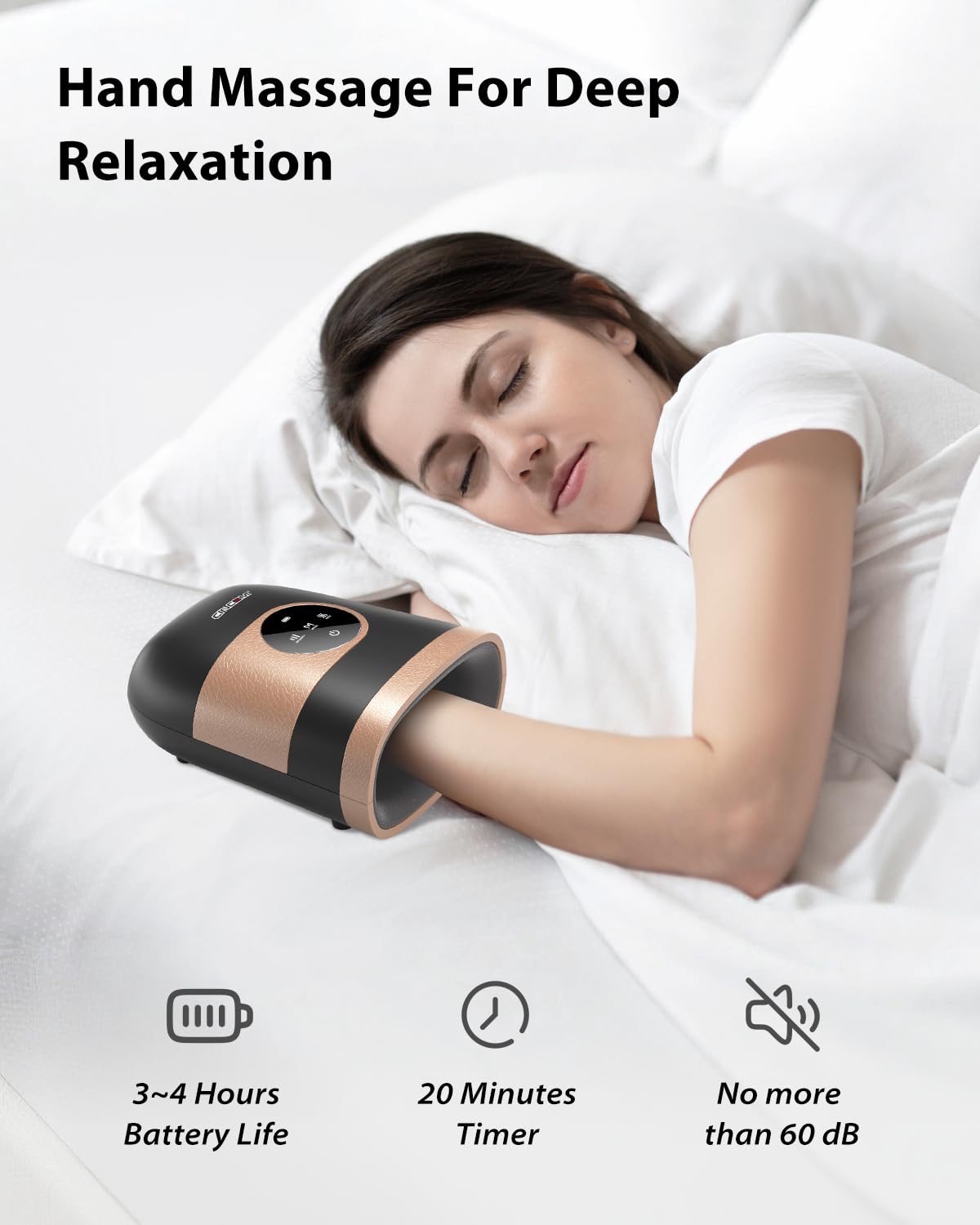 CINCOM hand massager cordless-rechargeable demonstrates portable relief for on-the-go use