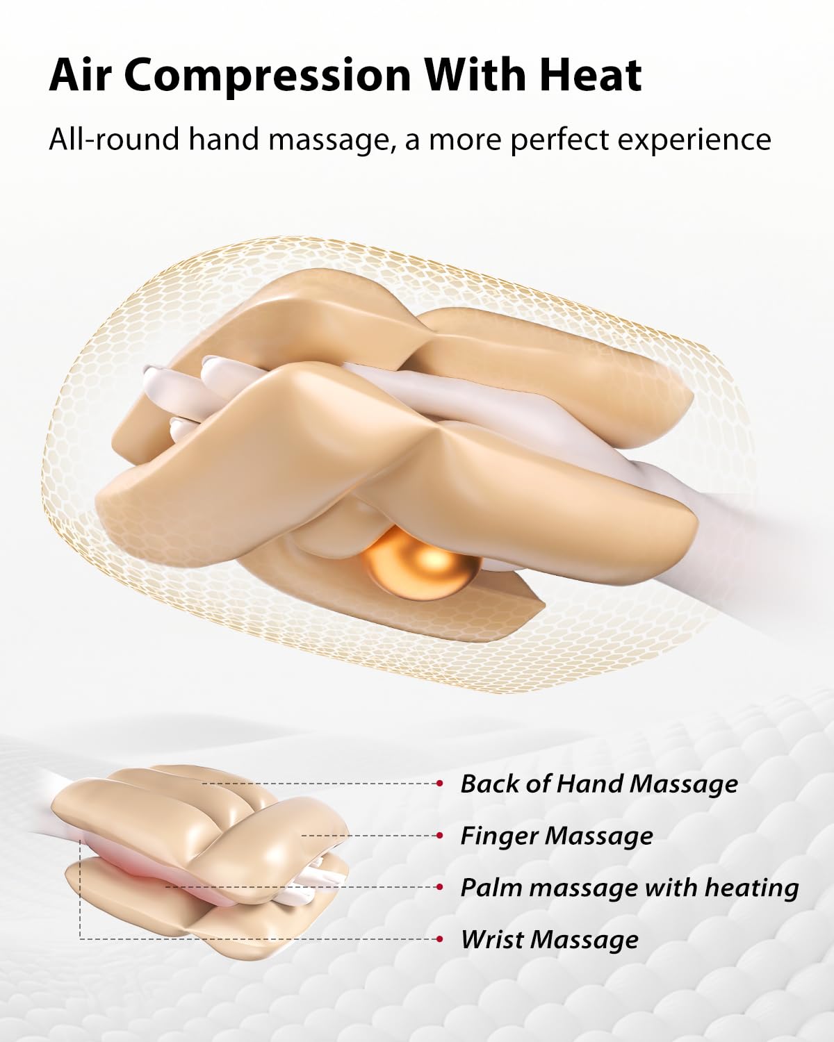 CINCOM hand massager heat function provides soothing warmth for tense fingers