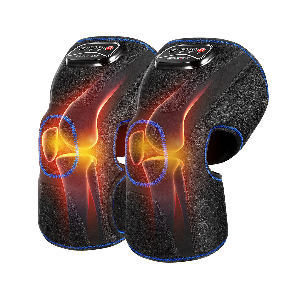 CINCOM heated knee massager on leg delivers soothing compression.