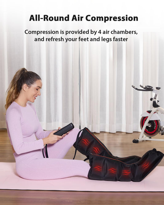 CINCOM massager features four air chambers delivering even compression across legs.
