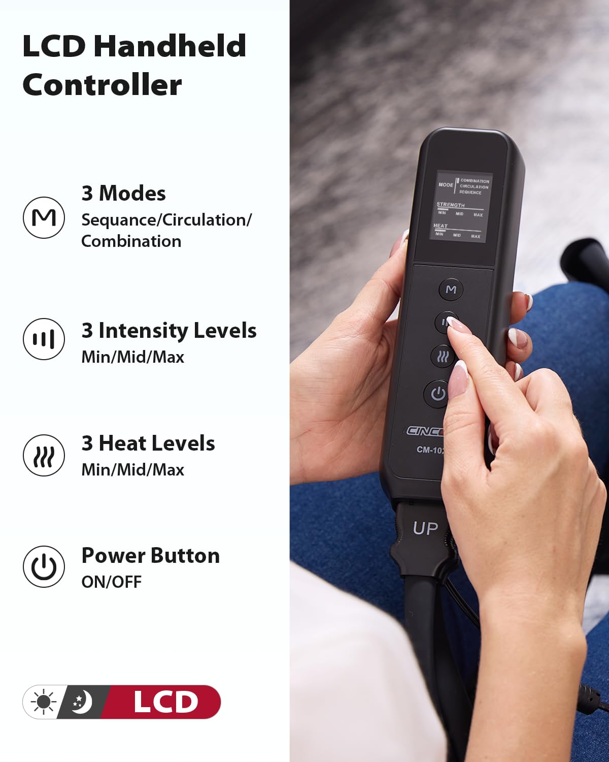 Three modes, three intensities, and three heat levels for personalized comfort.