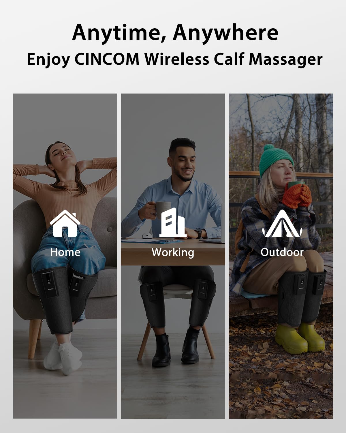 CINCOM leg massager in office setting for post-workout relief
