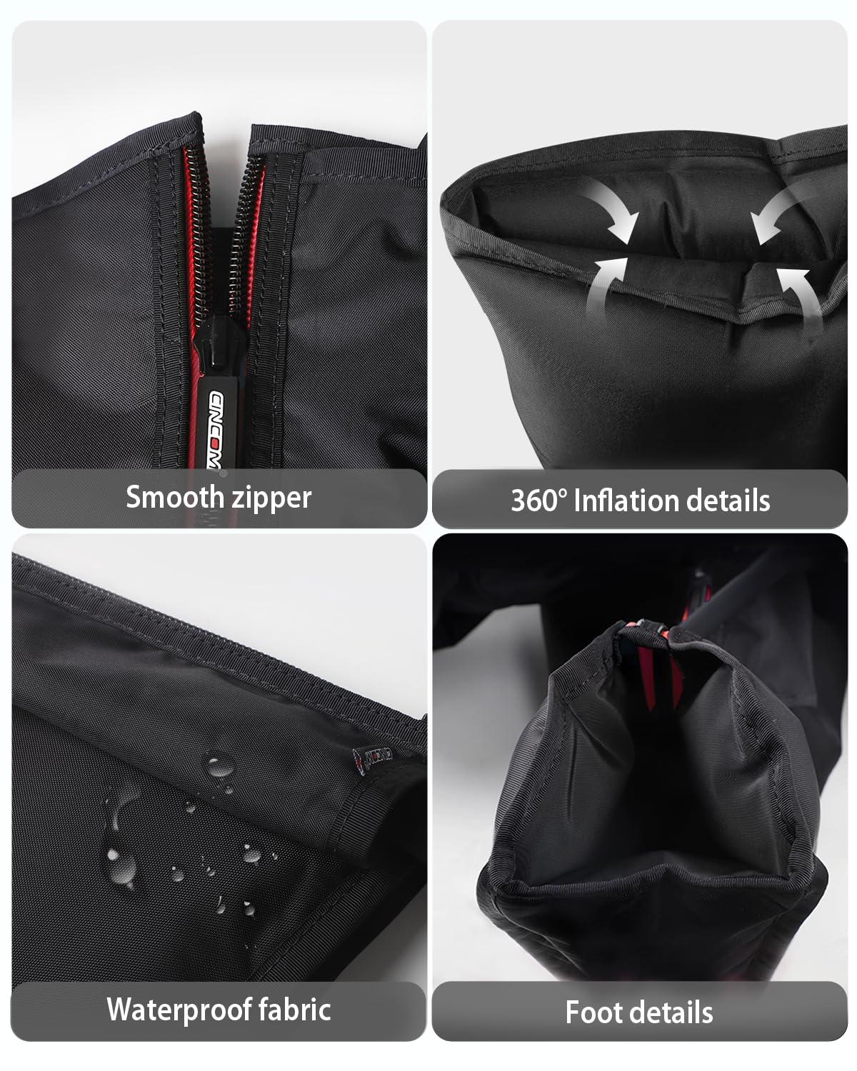 Zipper design makes wearing CINCOM massager quick and easy.