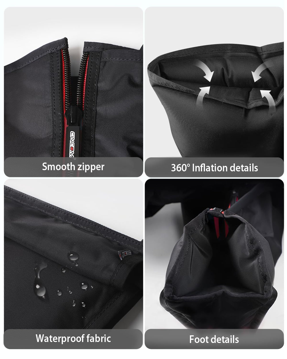 Zipper design makes wearing CINCOM massager quick and easy.
