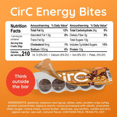 CirC Energy Bites caramel chocolate chip close-up showing chewy texture.