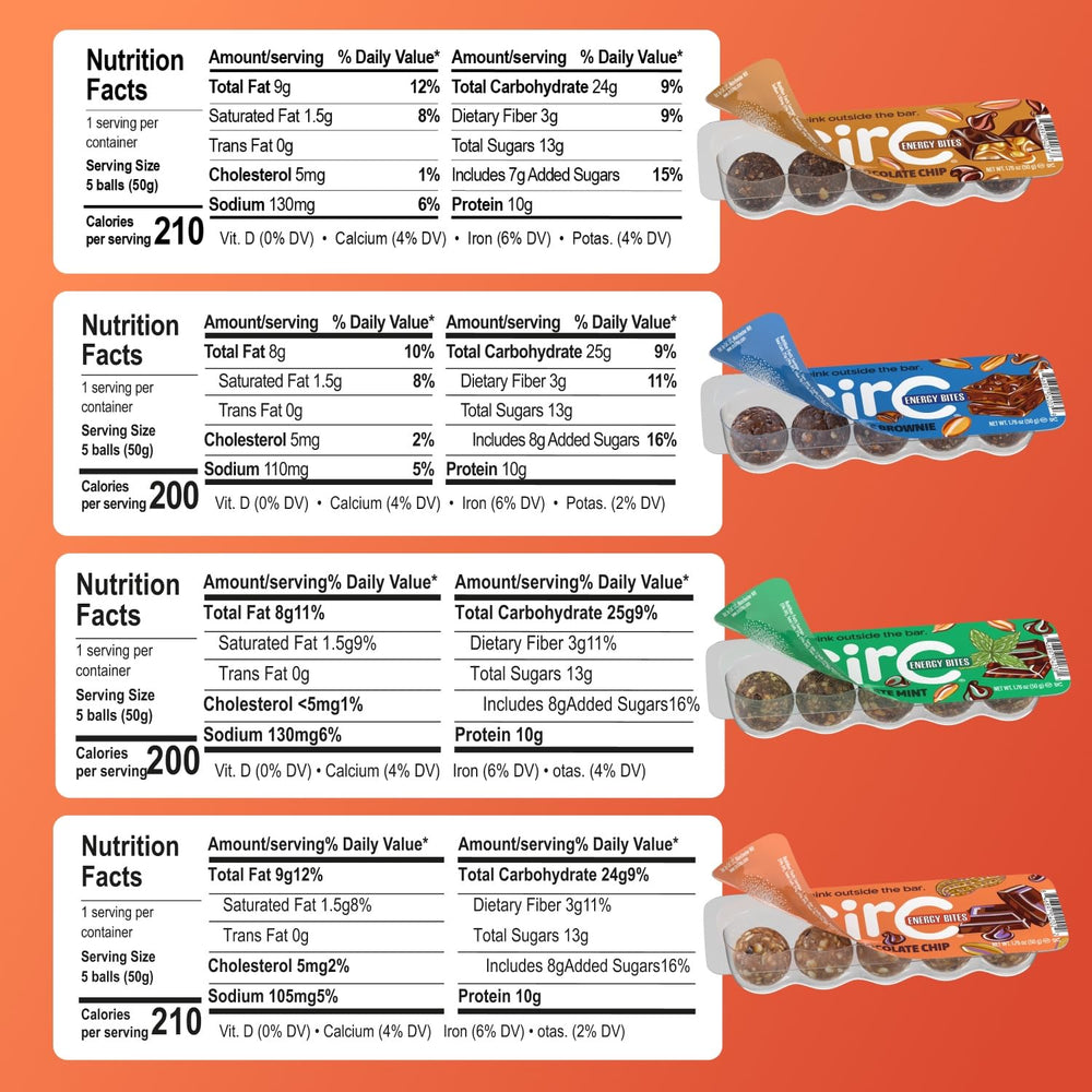 CirC Energy Bites Chocolate Brownie Pack with rich flavor and texture.