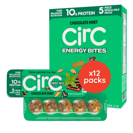 CirC Energy Bites mint chocolate chip pack on the go for a quick protein boost.