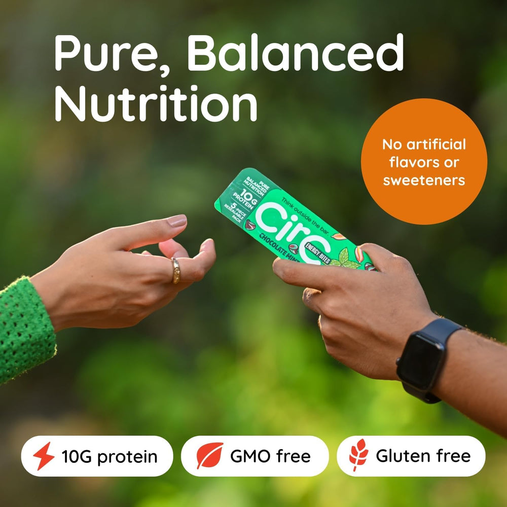 CirC Mint Chocolate Chip bites with refreshing flavor and portable protein.
