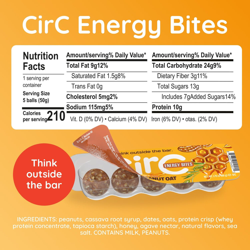 CirC Energy Bites on-the-go tray ready for quick post-workout or lunchbox use.