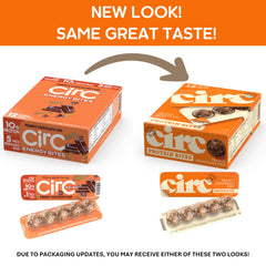 CirC Energy Bites shown as portable snack for work or gym.