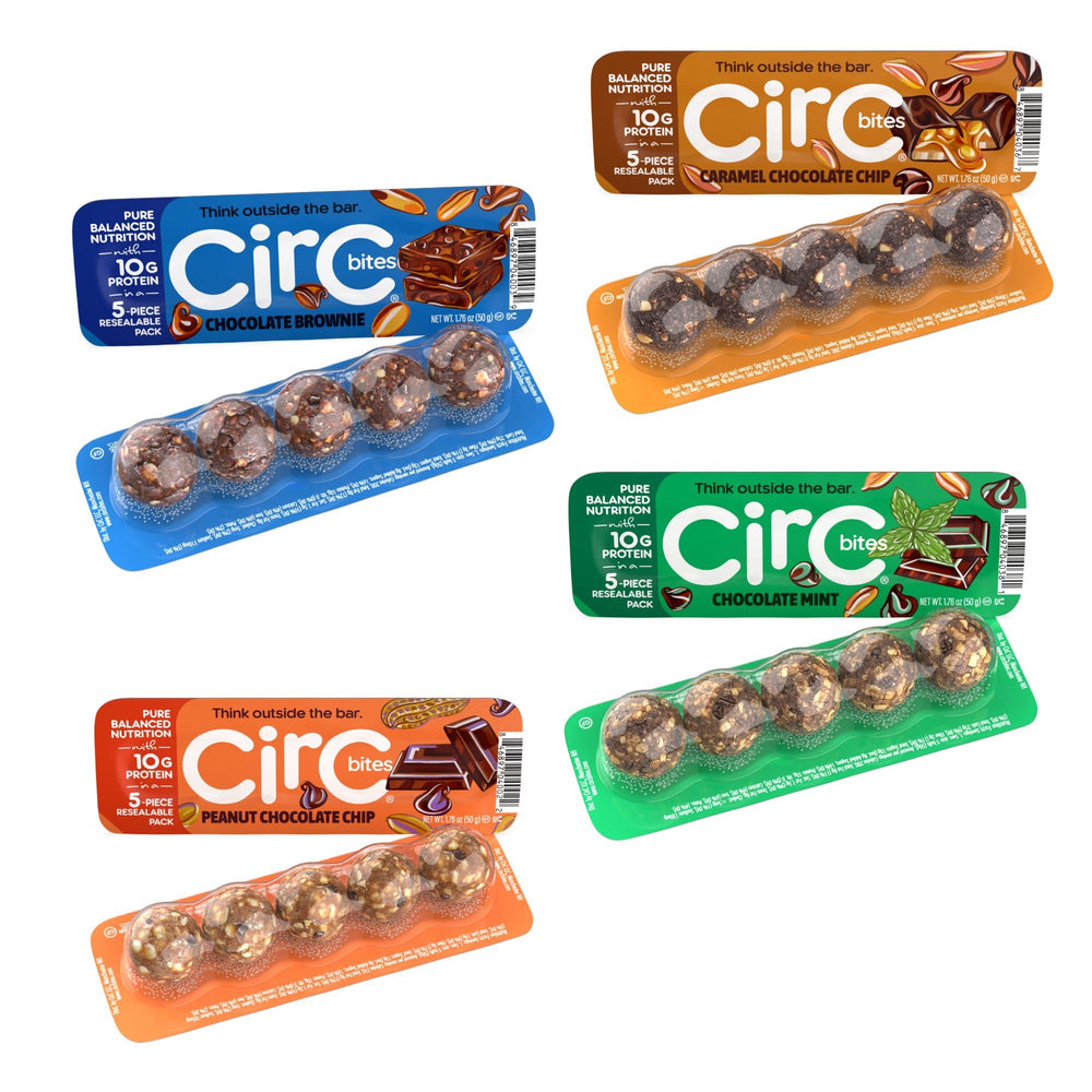CirC Energy Bites Peanut Chocolate Chip Pack—protein-packed snack for busy days.