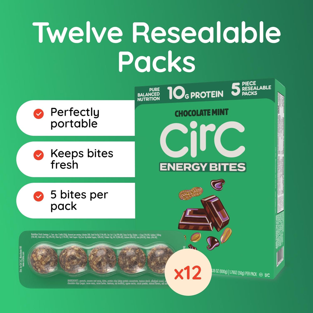 CirC Energy Bites resealable tray keeps bites fresh between uses.