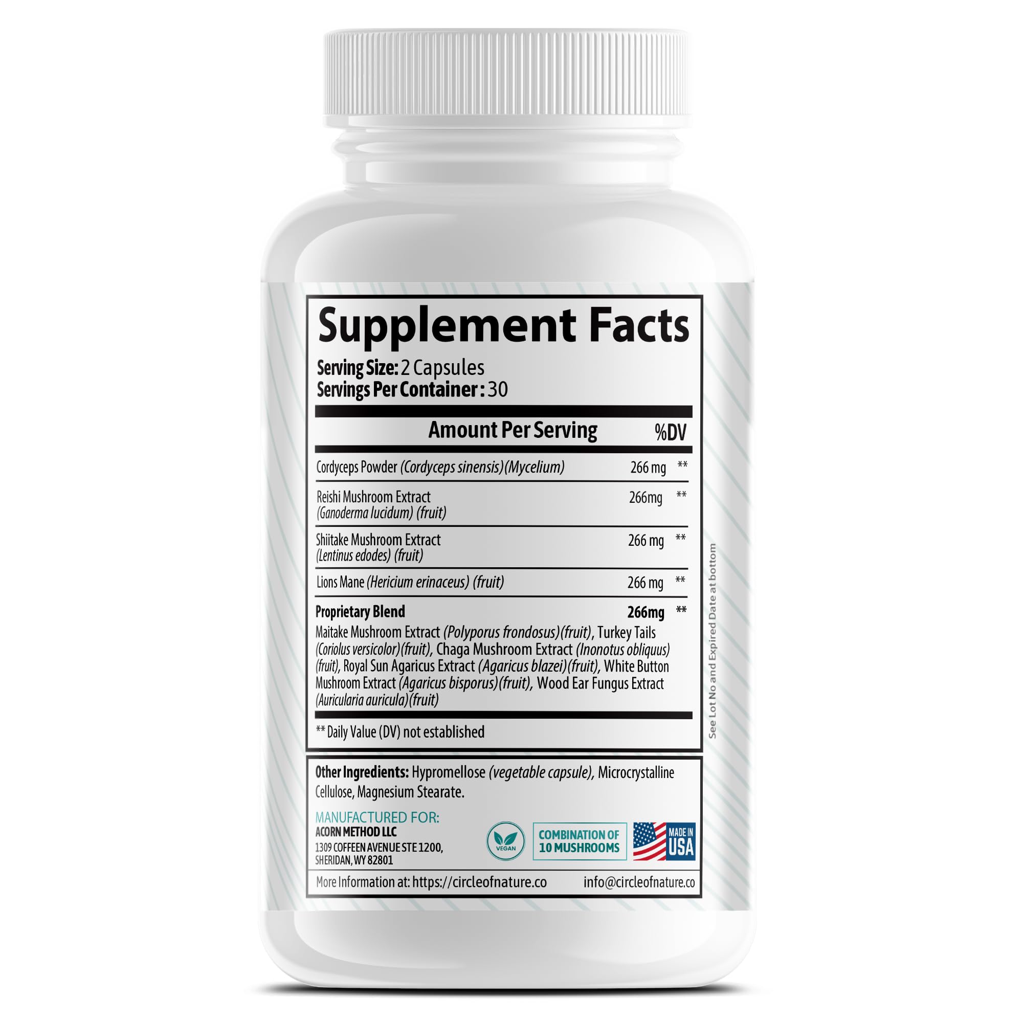 Circle of Nature Brain Booster USA-made stamp on label.