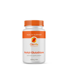 CitriRx Acetyl Glutathione 300mg bottle highlights premium formulation and dosage.