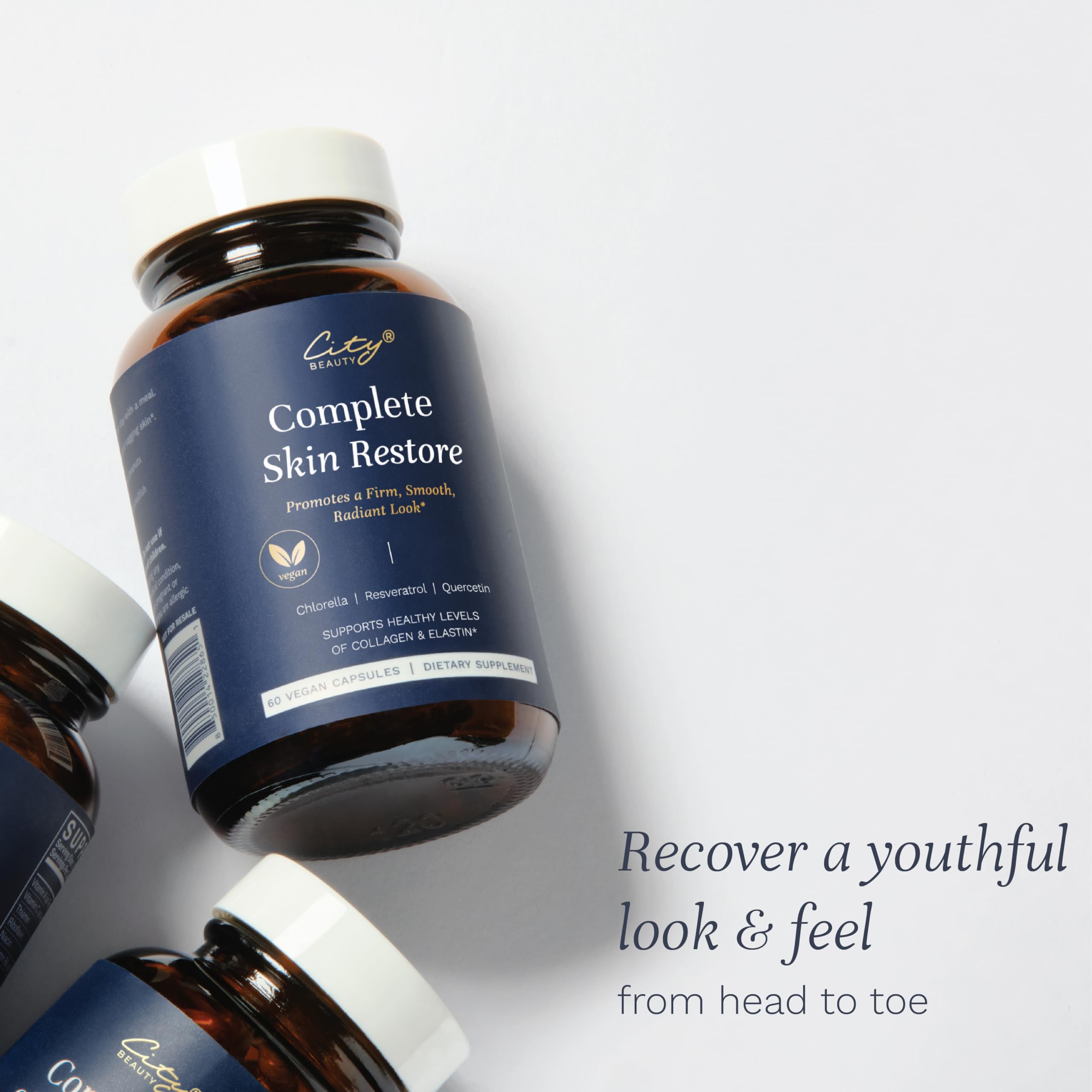 City Beauty Complete Skin Restore vanity display demonstrates easy incorporation into routines.