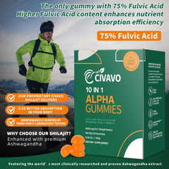 Civavo shilajit gummies close-up of orange soft chews for daily vitality.