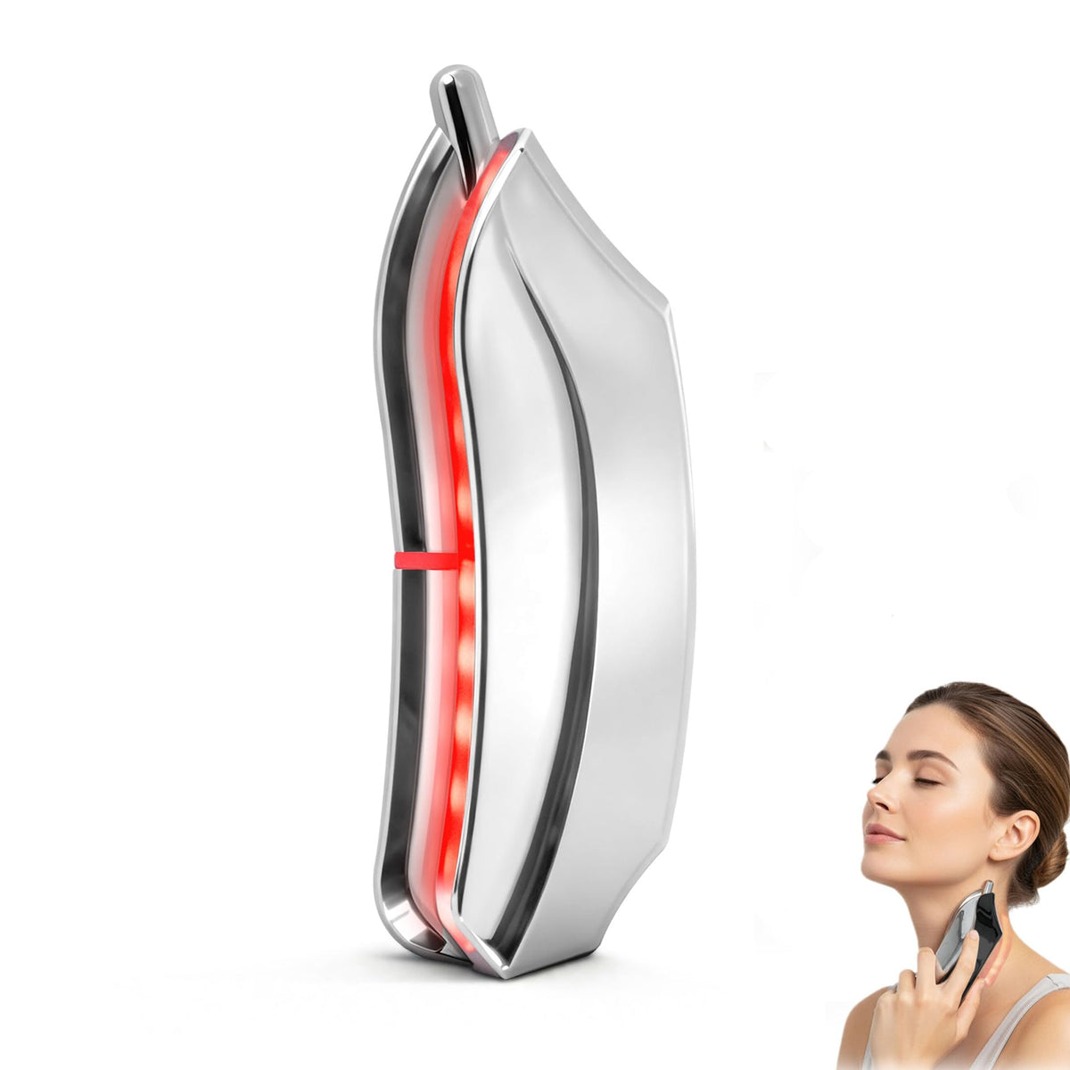 CJC electric heated muscle scraper tool with red and purple LED lights for targeted relief.