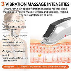 CJC tool demonstrates three vibration strengths for deeper tissue work.