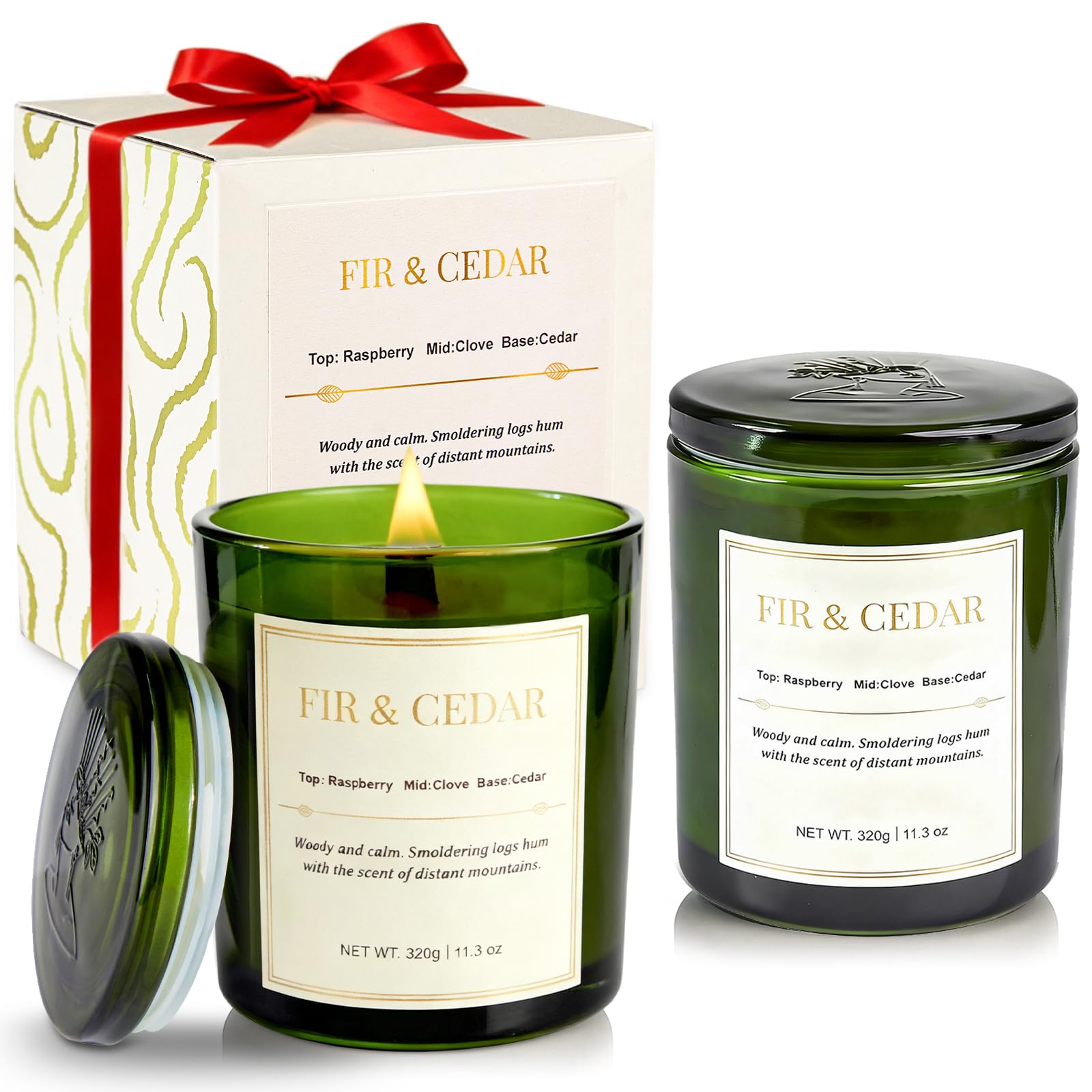 CJVIUS 2-pack wood wick candles in balsam fir for cozy winter ambiance