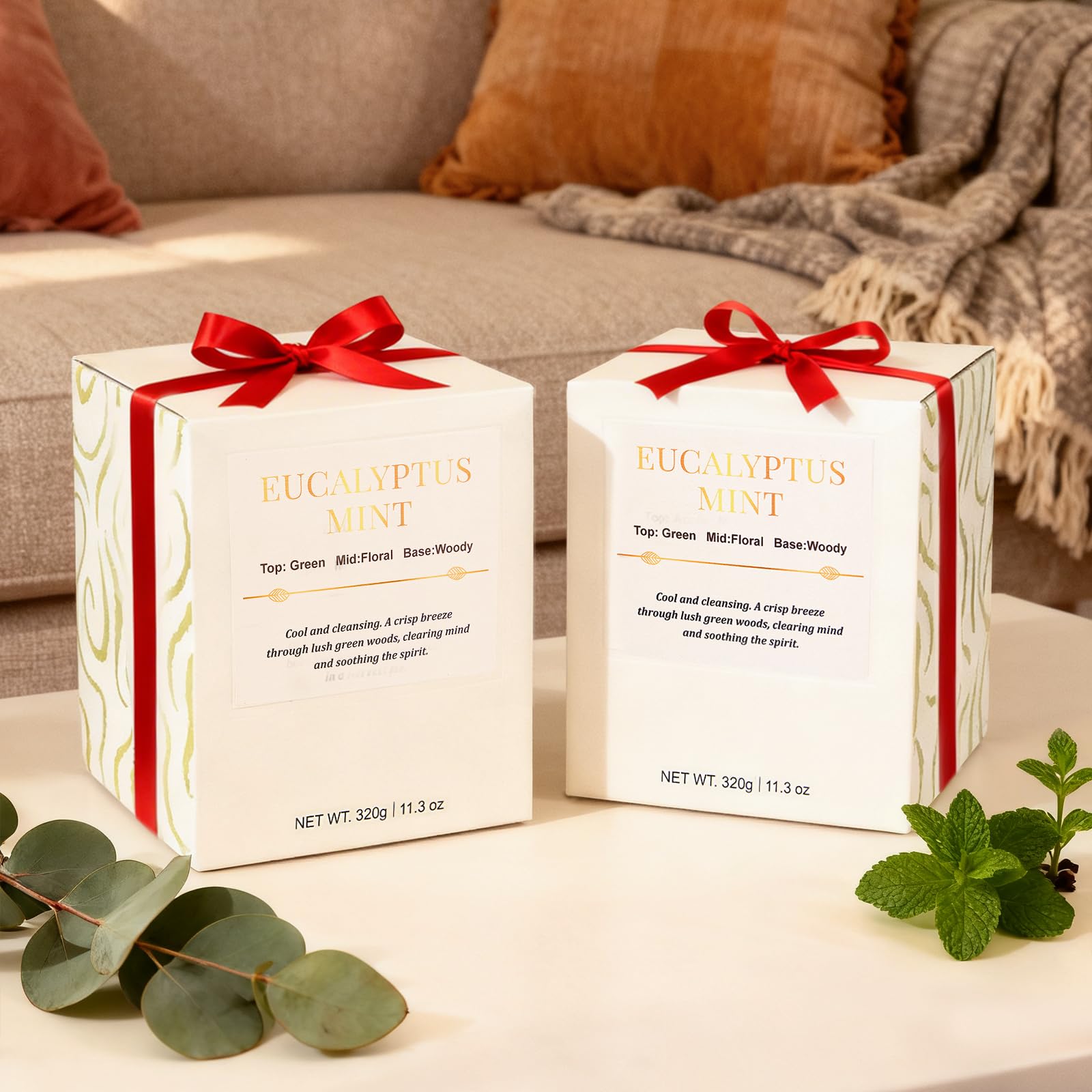 CJVIUS scented candle variety including eucalyptus mint and lavender options.