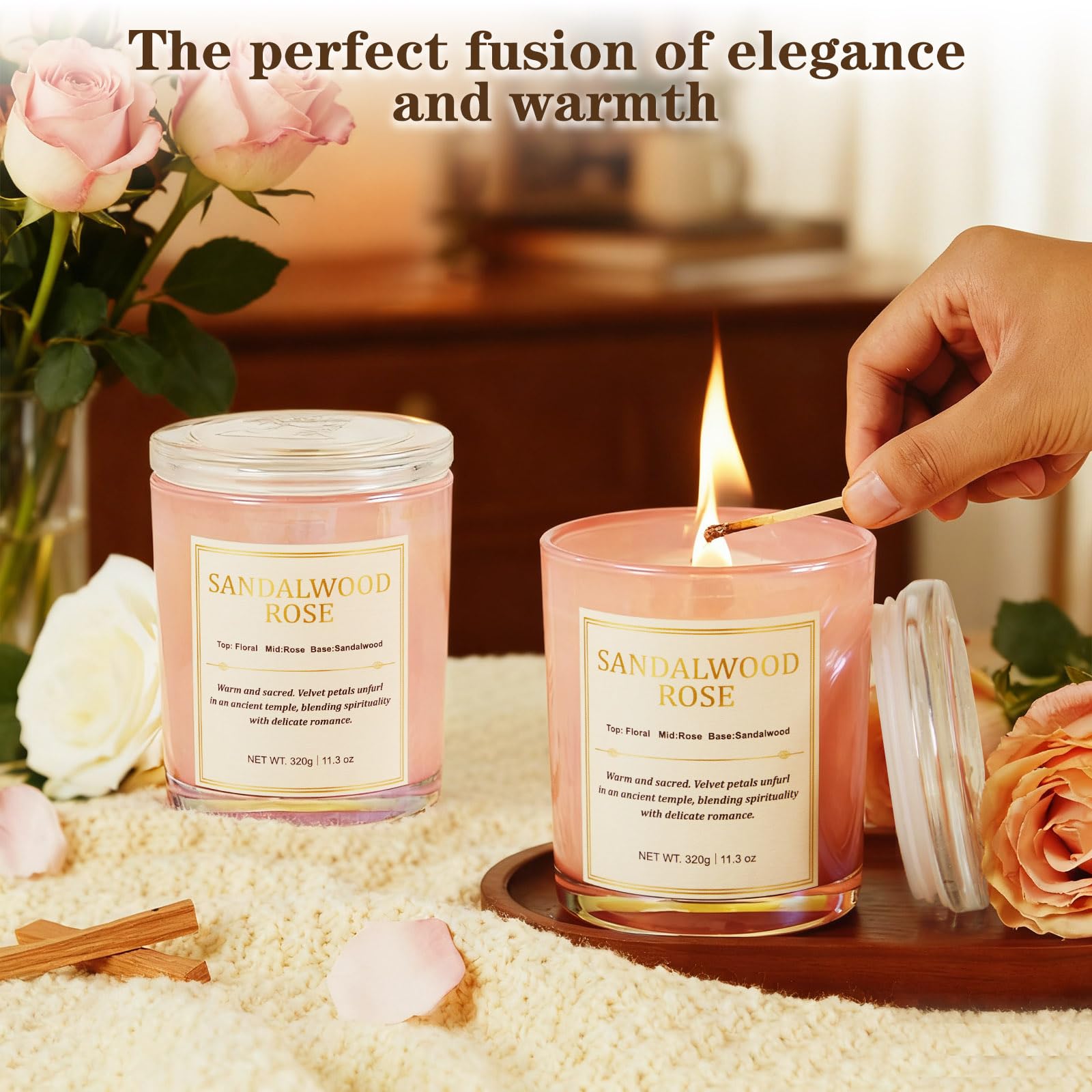 CJVIUS elegant packaging and label on candle set.
