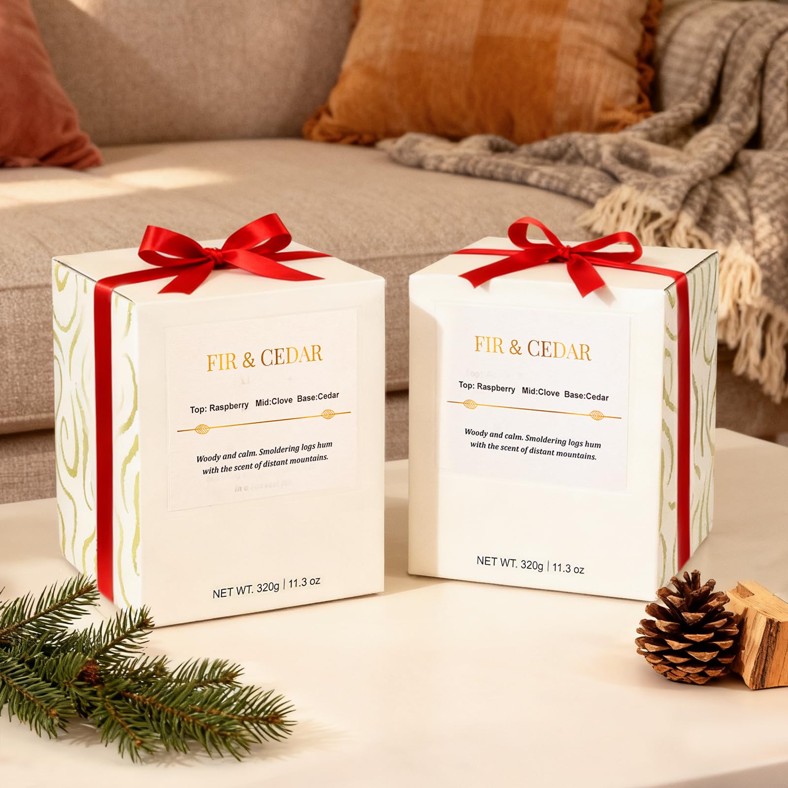 Cedarwood candle crackling wick creates woodsy evenings
