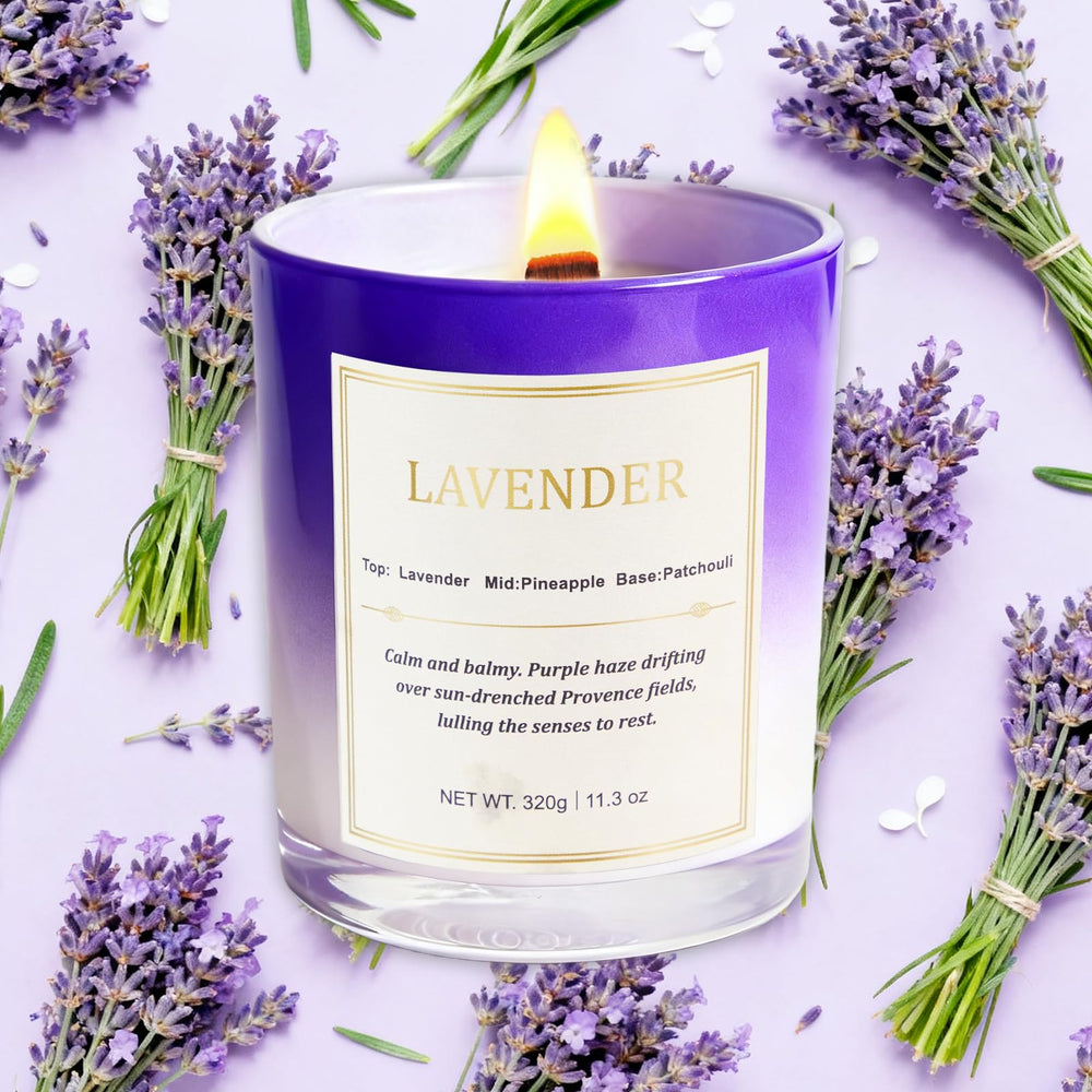 CJVIUS Wood wick candles crackle softly, creating warm ambience.