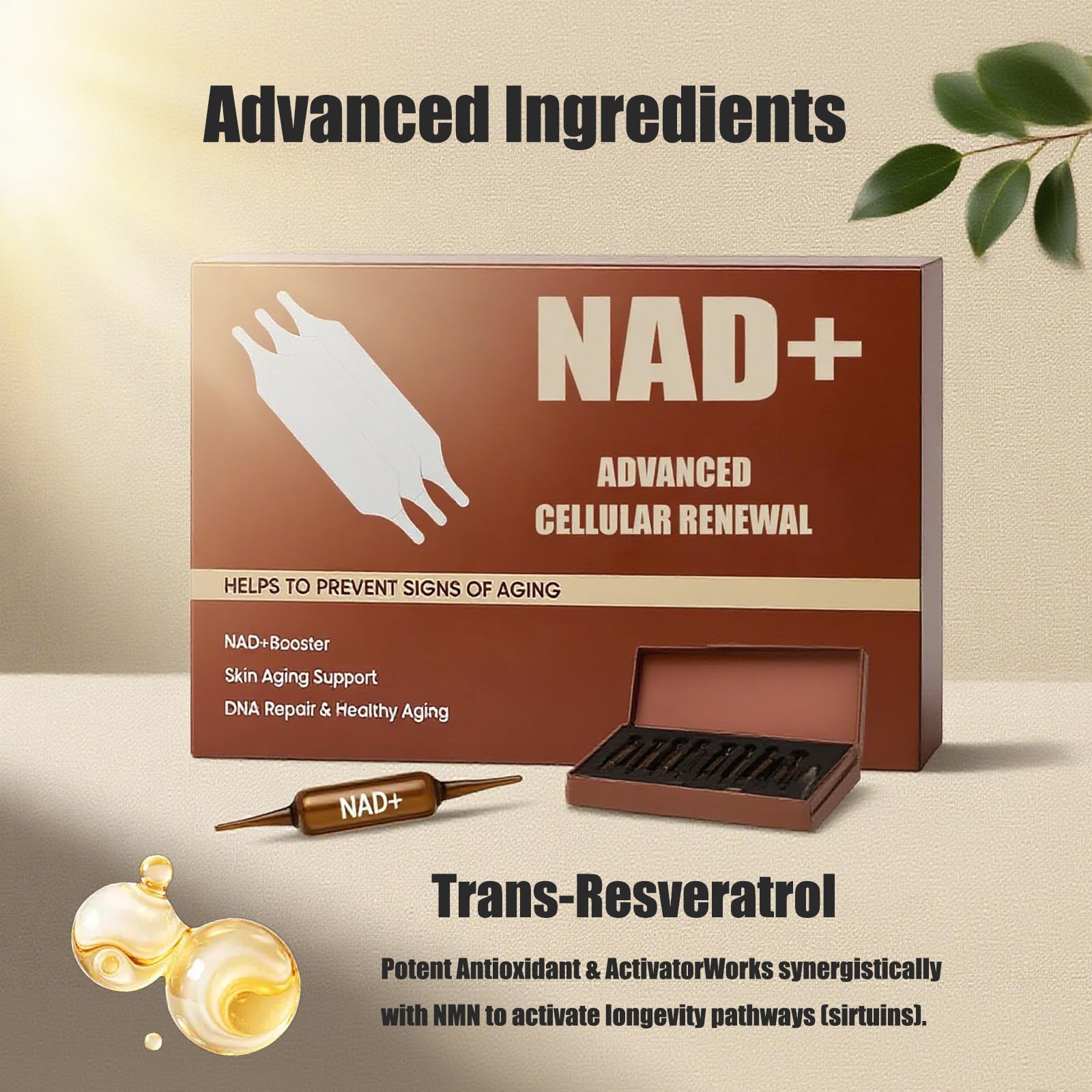 CKPCKP NAD+ Advanced Cellular Renewal label highlights premium, additive-free formula.